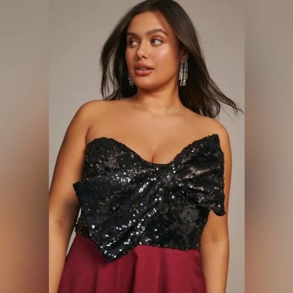 Anthropologie Hutch Sequin Bow Midi Dress Plus Size 16 - Picture 3 of 6